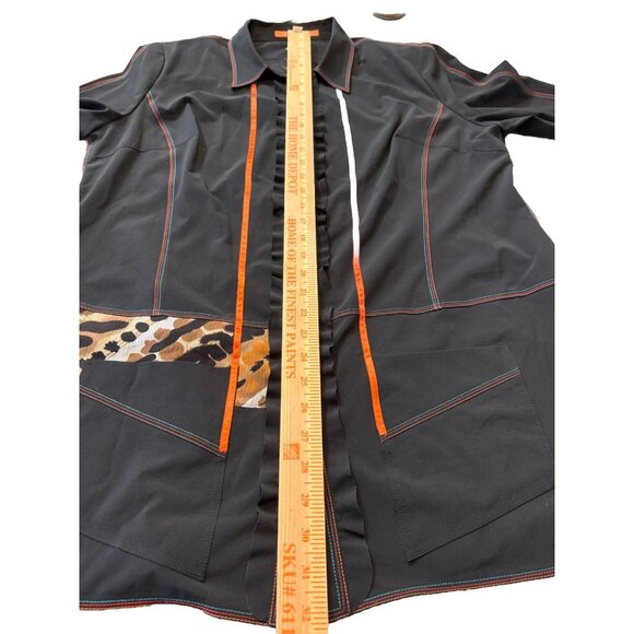 VTG ALAIN WEIZ 14 SILK BLOUSE TOP FALL HALLOWEEN JACKET TUNIC LIKE EILEEN FISHER - Picture 5 of 13